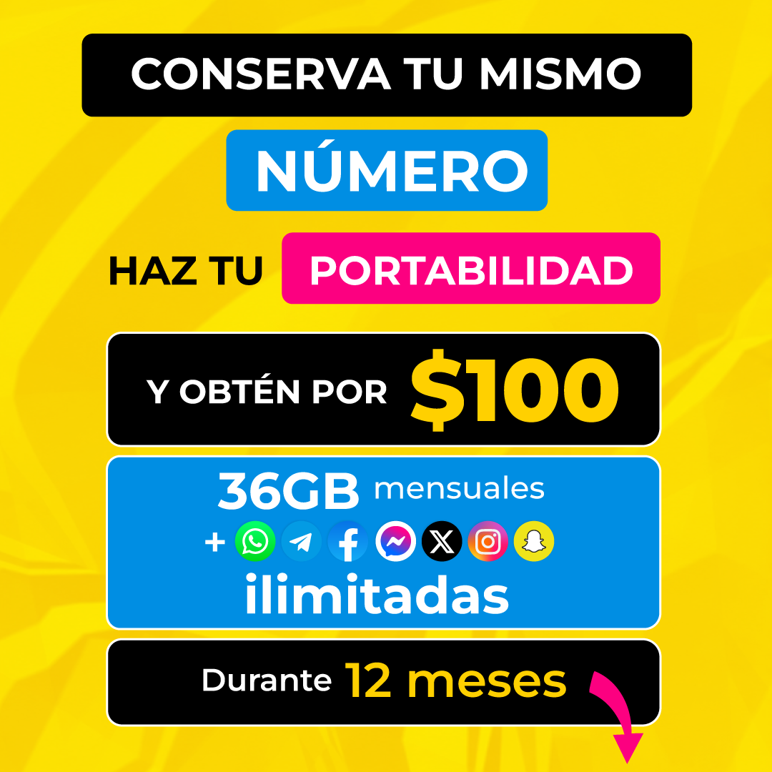 ¿Ya activaste tu eSIM gratis y quieres conservar tu mismo número? Haz tu portabilidad y obtén +36 GB mensuales ilimitadas durante 12 meses